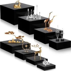 Geelin 8 Pcs Acrylic Risers for Display Acrylic Cube Boxes Display Stands with Hollow Bottoms Acrylic Risers Acrylic Decorative Stand for Jewelry Display Candy Table Decor, 8 Sizes