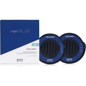 Capri Blue Volcano Pura Car Diffuser Refills - Use with Pura Car Air Fresheners - 2 Car Scent Diffuser Refills with Notes of Sugared Citrus and Tropical Fruits - Car Accessories (2 Pack, Refills Only)