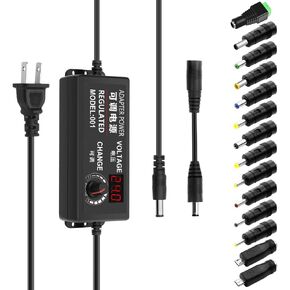 Aclorol Universal Power Adapter 30W 12V 9V 7.5V 6V 5V 4.5V 3V Adjustable Variable Power Supply AC/DC Adapter Converter Switching 100V-240V AC to DC 3V-12V with Polarity Converter & 14 Tips in Saudi Arabia