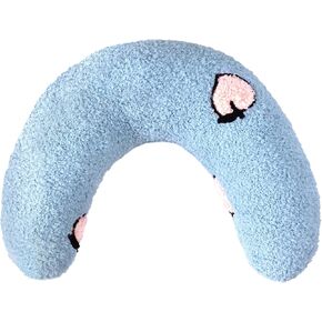 Lystaii Cat Calming Pillow for Indoor Pet Cat Dog Pillow Soft Fluffy Cat Bed Pillow Dog Neck Pillow Pet Toy Half Donut Anxiety Relief Pet Pillow with Cute Embroidery Pattern (Pink, Strawberry)