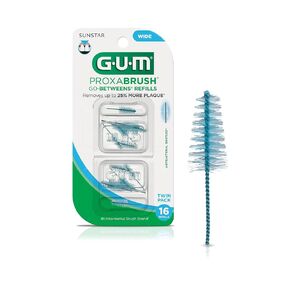 GUM Proxabrush Go-Betweens Refills - Wide - Compatible with GUM Permanent Handle - Reusable Interdental Brushes - Soft Bristled Dental Picks, 8ct(6pk)