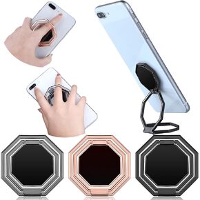 3 Pieces Cellphone Ring Holder Foldable Finger Kickstand 360° Rotation Cell Phone Stand Adjustable Phone Holder for Desk, Magnetic Car Mount, Phone, 3 Colors