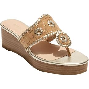 Jack Rogers Women's Jacks Mid Wedge-Stacked-Metallic Cork Sandal