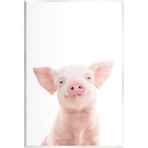 Stupell Industries Smiling Pink Pig Wall Plaque Art Design by Sisi and Seb