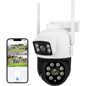 [كاميرا WiFi 6 مزدوجة العدسات] XMARTO 2 في 1 HD WiFi Home Security Camera مع تتبع الذكاء الاصطناعي، تكبير/تصغير قابل للإمالة، نطاق مزدوج 5G/ 2.4G، إعداد بلوتوث سهل in Kuwait