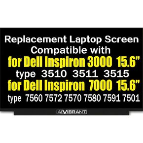 Replacement Screen Compatible with Dell Inspiron 3000 7000 15 FHD 1920x1080, IPS 30Pin, No Bracket, Non-Touch 15.6'' LED LCD Display Panel for 3510 3511 3515 7560 7572 7570 7580 7591 7501
