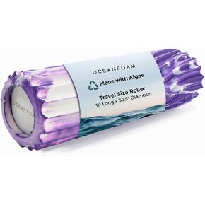 Purple Marbled Ripple Roller - Ergonomic Textured Myofascial Back Muscle Massage Foam Roller - Yoga, Athletics, Body Stiffness Stretching Excercises Compact Balance Trainer - Travel Size
