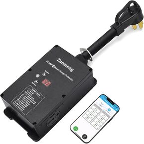 50 Amp RV Surge Protector, Zuomeng Bluetooth Surge Protector with Auto Emergency Shutoff/Dual Surge Protection Module/Bypass Function, Keep Your RV Safer, UL Certified