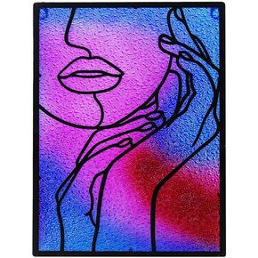 DREAMSKIP Cat Stained Glass Window Hanging, 6 Inch Stain Glass Panel with Chain, Stain Glass Suncatcher Loss of Cat Sympathy Gifts for Women