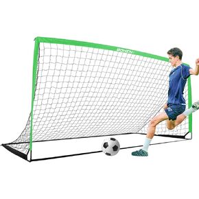 BOHEN 12x6FT Iron Portable Soccer Goal for Kids Backyard with Carry Bag - Fun for Outdoor Indoor Training Games for Children Youth Adult, for Easy Storage and Transportation(Grey Blue, 1 Piece)