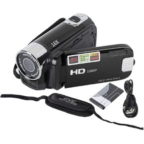 Video Camera Camcorder, Full HD 1080P 30FPS 16 MP IR Night Vision Vlogging Camera Recorder, 2.7 Inch IPS Screen 16X Zoom Digital Camcorders Camera Player with USB Cable (Black)