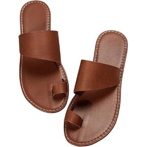 Verdusa Women's Flip Flops Sandals Toe Ring Slip On Slide Sandals