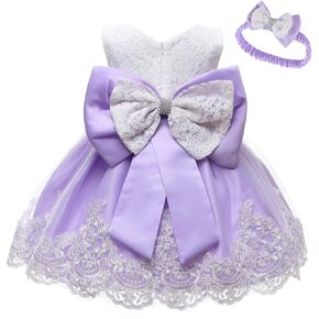 HIHCBF Baby Girls 1st/2nd Birthday Christening Dress Princess Bowknot Flower Lace Dresses Wedding Baptism Tutu Ball Gown