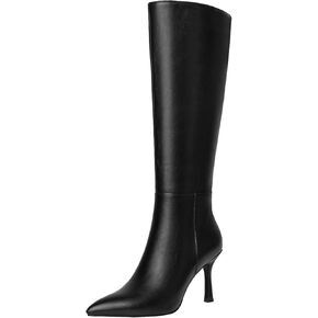 CKSNDLF Knee High Boots for Women Pointed Toe Stiletto Heel Long Boots Side Zipper Tall Boots