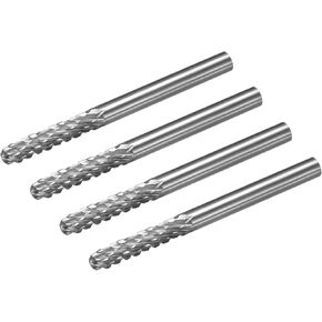 uxcell Tungsten Carbide Rotary Files 1/8" Shank, Double Cut Cylindrical Radius End Rotary Burrs Tool 3mm Dia, for Die Grinder Drill Bit Wood Soft Metal Carving Polishing, 4pcs