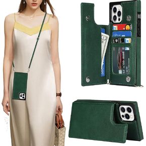 CCSmall Removable Crossbody Women Wallet Case for Apple iPhone 13 Mini with Card Holder, Shockproof Purse Cover with Removable Cross Body Strap for Apple iPhone 13 Mini XKSK Rose Gold