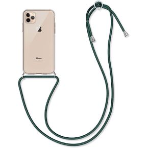 kwmobile Crossbody Case Compatible with Apple iPhone 11 Pro Max Case - Clear TPU Phone Cover w/Lanyard Cord Strap - Transparent/Black
