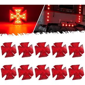 Partsam 10 قطع 2 بوصة متقاطعة من العنبر 12 مصباح LED جانبي للتخليص مع 2 سدادة رصاصة IP67 مقاومة للماء لشاحنة مقطورة 12 فولت - 24 فولت RV Camper