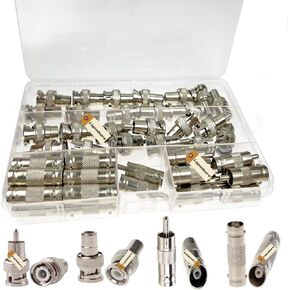 Lsgoodcare 48Pcs BNC Male to RCA Female & BNC Female to RCA Male & BNC Female to BNC Female & BNC Male to RCA Male Convert Coaxial Connector Adapter for CCTV Security Camera Surveillance Video