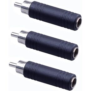6.35mm to RCA Adapter RCA Male Plug to 6.35mm 1/4 Inch Mono Female Audio Mic Plug Adapter Jack Converterr (3 Pack)