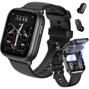 Smart Watch with Earbuds, 2 in 1 Smartwatch for Men and Women, 1.85" HD Smartwatches Screen Make/Answer Calls Bluetooth Earphones, Fitness Tracker Sleep Tracker X9 (Black)