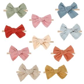Lusofie Baby Girls عصابات رأس فيونكات شعر، أقواس وعصابات رأس مطاطية مصنوعة يدويًا للفتيات الصغيرات، عصابات شعر من القطن والكتان، إكسسوارات شعر للأطفال حديثي الولادة والرضع والفتيات الصغيرات والأطفال، 10 أنماط in Saudi Arabia