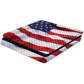 MightySkins Carbon Fiber Skin for Sony PS4 Slim Console - American Flag | Protective, Durable Textured Carbon Fiber Finish | Easy to Apply, Remove, and Change Styles | Made in The USA