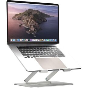 suptek Laptop Stand for Desk, Adjustable Computer Notebook Stand with 360° Rotating Base, Ergonomic Laptop Riser for Collaborative Work, Foldable & Portable Laptop Stand,fits for 11-17" Laptops,White