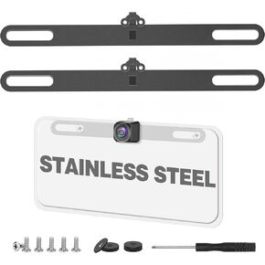 Pixelman Stainless Steel License Plate Camera Mount,2PCS Backup Camera License Plate Mount,Universal Backup Camera Mount,Car Rear Camera License Plate Bracket,Mirror Cam Dash Cam License Plate Mount