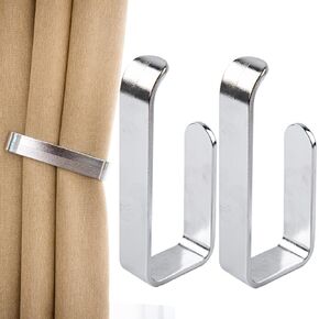 Black Curtain Holdbacks Plastics Self Adhesive Drapery Curtain Tiebacks Curtain Holders Curtain Hooks Window Treatment Holdbacks for Home Curtain Decor (Plastic White)