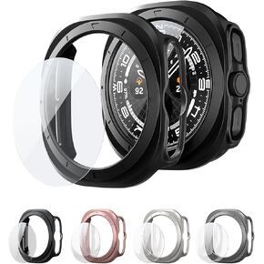 [4-Pack] Case Covers for Samsung Galaxy Watch 7 Ultra 47mmm Case，PC Hard Egde Case Frame Scratch Resistant Protective Case for Galaxy Watch 7 47mm Accessories (4 Screen Protector)