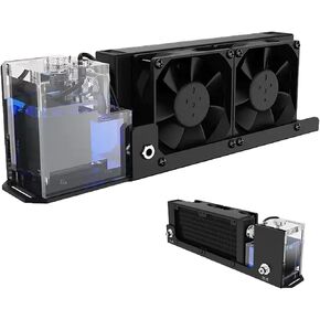 Water Cooling System, Aluminum with 2 Fans, G1/4 Threaded Interface for PC CPU Computer, 250ml Capacity, US Plug 100-240V in Saudi Arabia