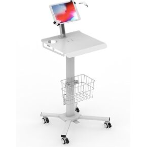 Mobile Medical Tablet Cart Compatible with 9.7-12.9" iPad, Rolling Medical Workstation, Mobile Tablet Workstation for Hospital, Clinic, Library, Restaurant, Tablet Rolling Floor Stand Cart