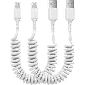 كابل شحن ملفوف لايتنينج بطول 3أقدام، قطعتان [معتمد من Apple MFi] سلك شاحن iPhone سلك مزامنة بيانات فائق السرعة لهاتف iPhone 14/13/Pro/Mini/12/11/Xs/Xr/X/8/7/6 توصيل شاحن حائط CarPlay أبيض in Kuwait