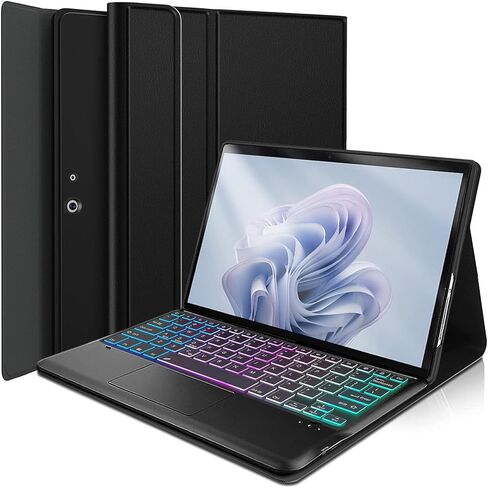 حافظة لوحة مفاتيح بإضاءة خلفية لجهاز Microsoft Surface Pro 11 /Surface Pro 10 /Surface Pro 9 مقاس 13 بوصة، لوحة مفاتيح لاسلكية قابلة للفصل بإضاءة خلفية 3 مناطق مع حامل رفيع وغطاء من البولي يوريثان الفاخر in Kuwait