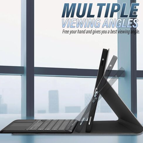 حافظة لوحة مفاتيح بإضاءة خلفية لجهاز Microsoft Surface Pro 11 /Surface Pro 10 /Surface Pro 9 مقاس 13 بوصة، لوحة مفاتيح لاسلكية قابلة للفصل بإضاءة خلفية 3 مناطق مع حامل رفيع وغطاء من البولي يوريثان الفاخر in Kuwait