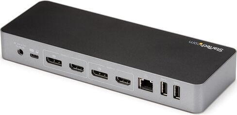 قاعدة توصيل عالمية للكمبيوتر المحمول StarTech.com، قاعدة توصيل USB-C/USB-A هجينة، Dual 4K DP/HDMI، 60 وات PD، Mac/Windows/Chrome OS، NIC (متجدد)، أسود، رمادي فلكي in Saudi Arabia