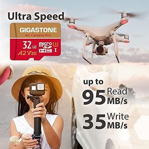 [استعادة بيانات مجانية لمدة 5 سنوات] بطاقة Gigastone 32 جيجابايت 2-Pack Micro SD، كاميرا 4K Pro، فيديو UHD لـ GoPro، كاميرا الحركة، Wyze، DJI، Drone، R/W حتى 95/35 ميجابايت/ثانية بطاقة ذاكرة MicroSDHC UHS- أنا U3 A2 V30 in Kuwait