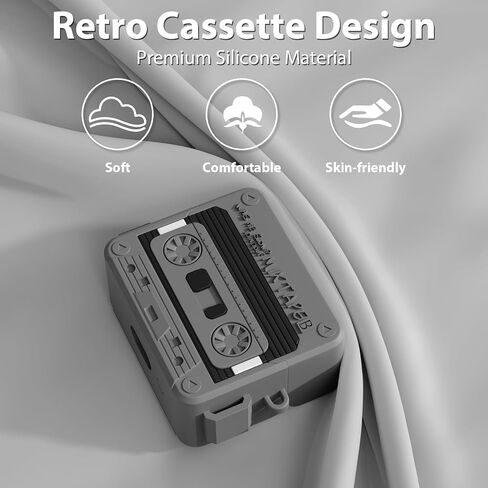 MOFREE Compatible with Samsung Galaxy Buds 3 Case/Buds 3 Pro Case Cover with Cleaner Kit/Lanyard, Cassette Tape Design Soft Silicone Shock-Absorbing Protective Cover for Buds 3 Case Women Men Gray in Saudi Arabia