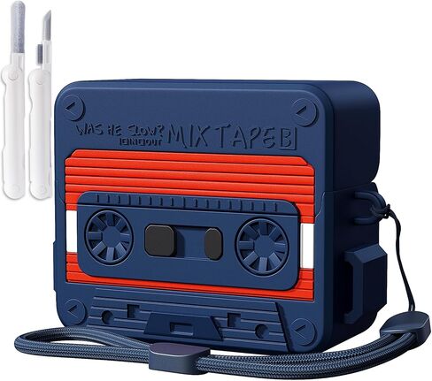 MOFREE متوافق مع حافظة Samsung Galaxy Buds 3 / Buds 3 Pro مع مجموعة منظف / حبل قصير، تصميم شريط كاسيت، غطاء واقٍ من السيليكون الناعم ممتص للصدمات لحافظة Buds 3 للنساء والرجال باللون الرمادي in Kuwait