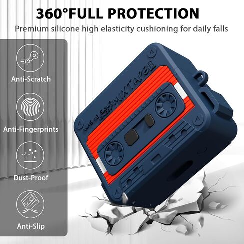 MOFREE متوافق مع حافظة Samsung Galaxy Buds 3 / Buds 3 Pro مع مجموعة منظف / حبل قصير، تصميم شريط كاسيت، غطاء واقٍ من السيليكون الناعم ممتص للصدمات لحافظة Buds 3 للنساء والرجال باللون الرمادي in Kuwait