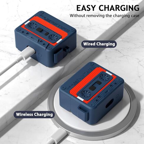 MOFREE متوافق مع حافظة Samsung Galaxy Buds 3 / Buds 3 Pro مع مجموعة منظف / حبل قصير، تصميم شريط كاسيت، غطاء واقٍ من السيليكون الناعم ممتص للصدمات لحافظة Buds 3 للنساء والرجال باللون الرمادي in Kuwait