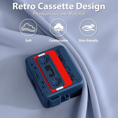MOFREE متوافق مع حافظة Samsung Galaxy Buds 3 / Buds 3 Pro مع مجموعة منظف / حبل قصير، تصميم شريط كاسيت، غطاء واقٍ من السيليكون الناعم ممتص للصدمات لحافظة Buds 3 للنساء والرجال باللون الرمادي in Kuwait