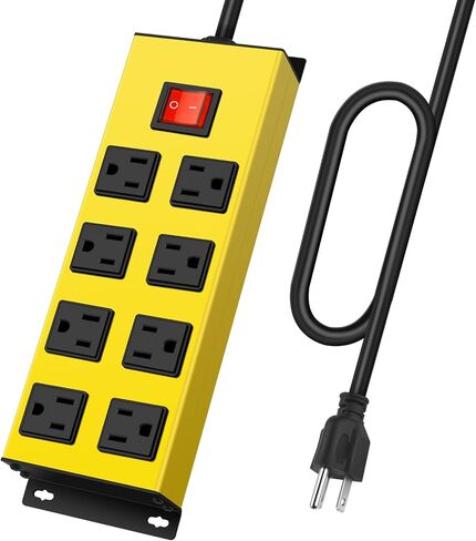 HHSOET Metal Magnetic Power Strip, 8 Outlet Mountable Socket, Wall Mount Heavy Duty Surge Protector, Catering for Your Every Need, Gaming Table Outlet with 6 FT Power Cord.(Black) in Saudi Arabia