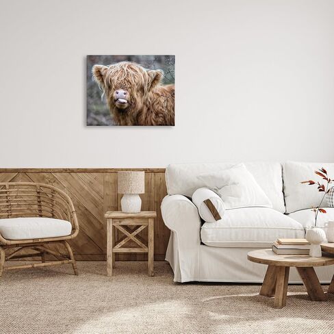 Stupell Industries BaBy Highland Calf Cattle Licking Lips Country Farmland Canvas Wall Art, Design By James Dobson in Saudi Arabia