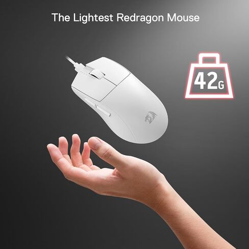 ماوس ألعاب سلكي Redragon M724، 42 جيجا فائق الخفة 12,400 ماكس DPI ماوس ألعاب بصري مع 5 أزرار قابلة للبرمجة، تصميم مريح للقبضة الطبيعية، يدعم البرنامج روابط المفاتيح DIY وDPI، أسود in Saudi Arabia