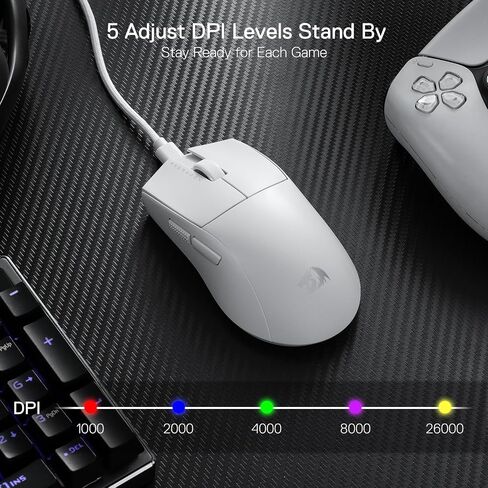 ماوس ألعاب سلكي Redragon M724، 42 جيجا فائق الخفة 12,400 ماكس DPI ماوس ألعاب بصري مع 5 أزرار قابلة للبرمجة، تصميم مريح للقبضة الطبيعية، يدعم البرنامج روابط المفاتيح DIY وDPI، أسود in Saudi Arabia