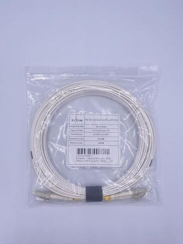 Elfcam® - كابل ألياف بصرية بطول 20 مترًا LC/UPC إلى LC/UPC متعدد الأوضاع مزدوج 50/125um OM3 LSZH أبيض (20 مترًا) in Saudi Arabia