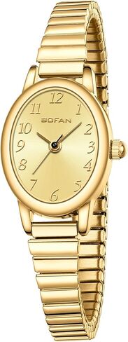 BOFAN Small Gold Watches for Women Easy Read Ladies Quartz Wrist Watches with Gold Silver Stainless Steel Expansion Band,Waterproof.（6.10in-6.89in） in Saudi Arabia