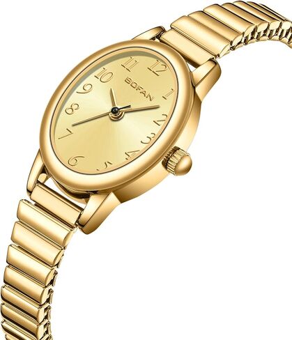 BOFAN Small Gold Watches for Women Easy Read Ladies Quartz Wrist Watches with Gold Silver Stainless Steel Expansion Band,Waterproof.（6.10in-6.89in） in Saudi Arabia